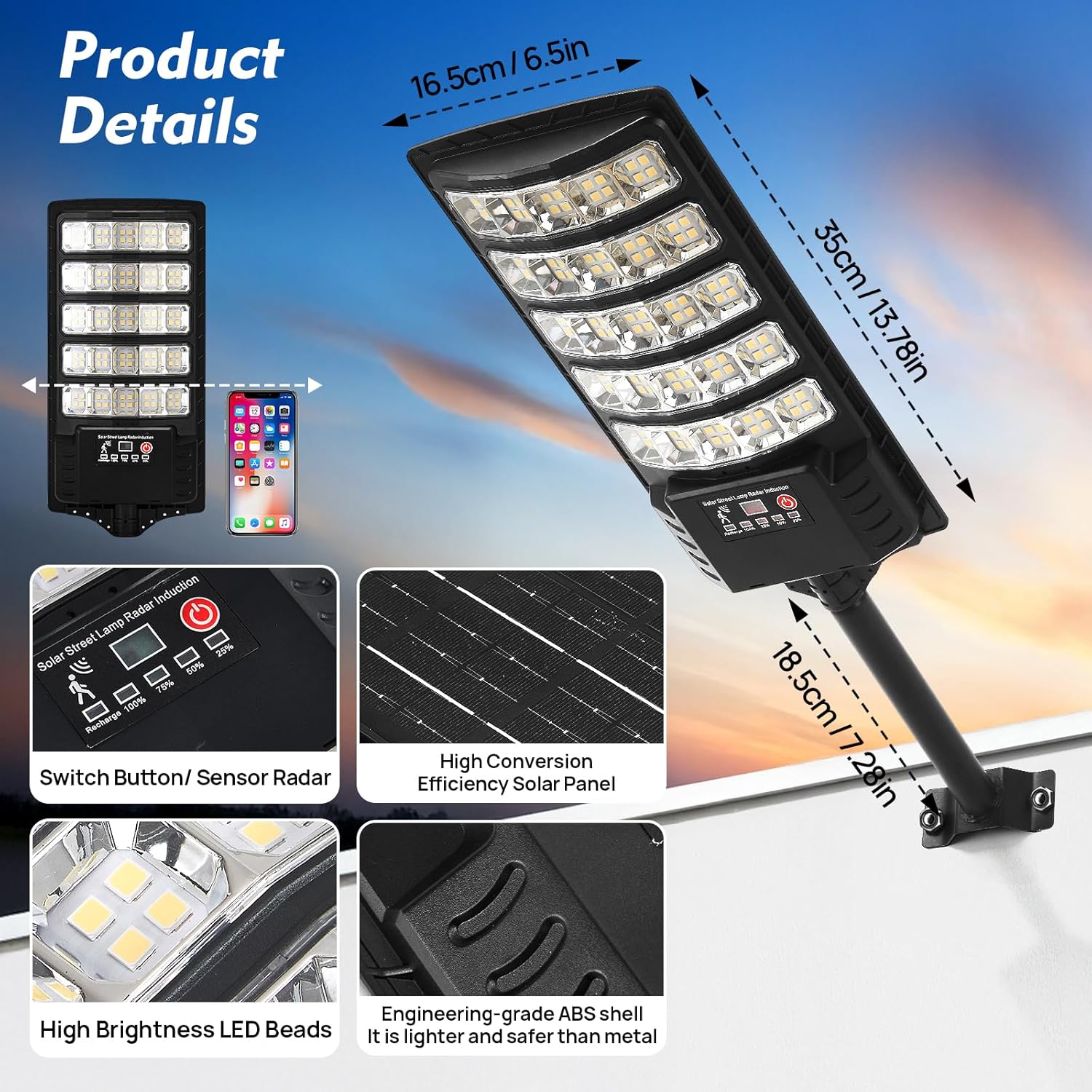 Solar Motion Lights Outdoor, Super Bright IP67 Waterproof Security Light, 3 Modes Flood Light for Garden, Yard, Pathway, Zero Wiring (2 Pack)