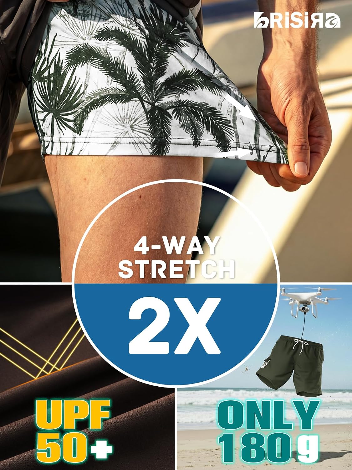 BRISIRA Mens Swim Trunks 9 Inch Long Board Shorts with Compression Liner Side&Cargo Pockets Bathing Suit Beach Quick Dry