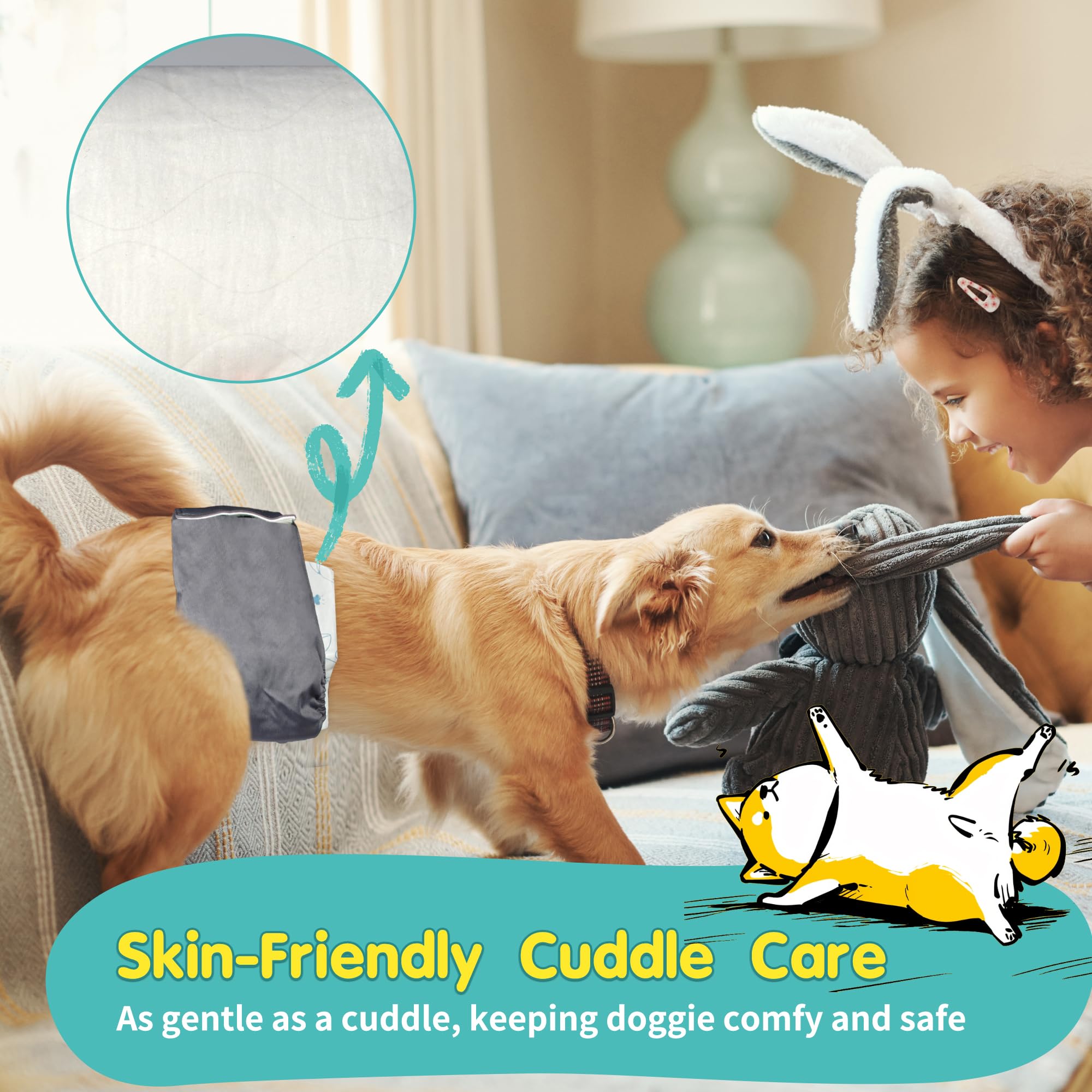 LeapSheep Dog Nappie Liners Super Absorbent Disposable Dog Diaper Pads for Male & Female Dogs, Cloud-Like Softness - Image 3
