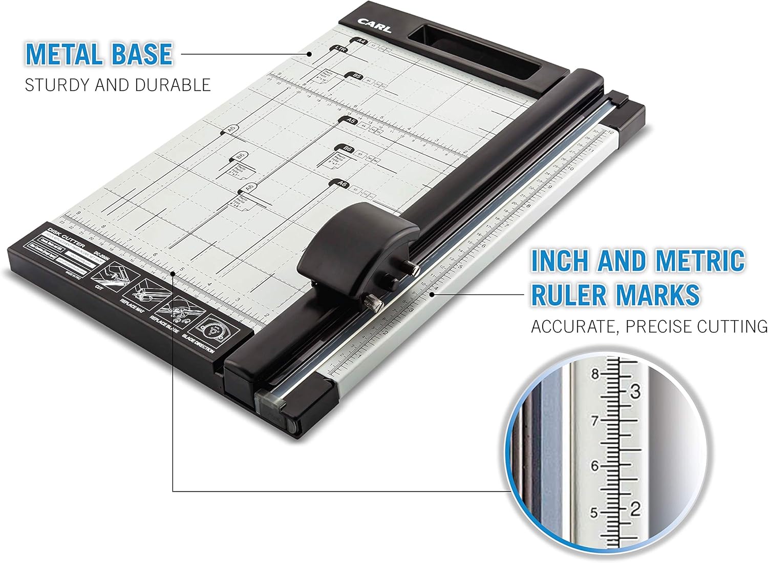 CARL 12 inch DC-200N Premium Rotary Paper Trimmer, Metal Base, 15 Sheet Cutting Capacity. : Paper Trimmers : Office Products
