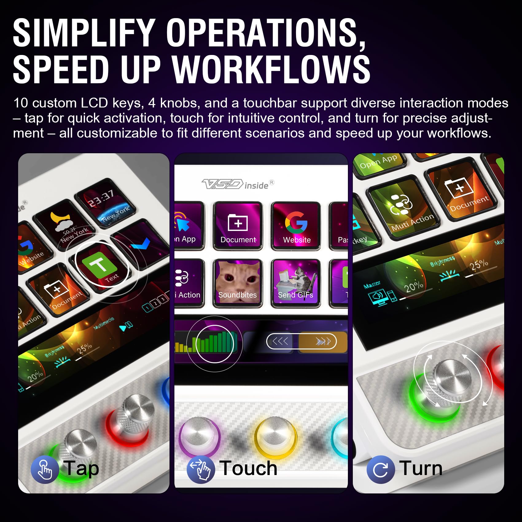 Stream Controller Deck, All-in-One Macro Tastiera per Gaming Streaming, Tasti di scelta rapida personalizzabili Soundboard Pad per PC, Mac
