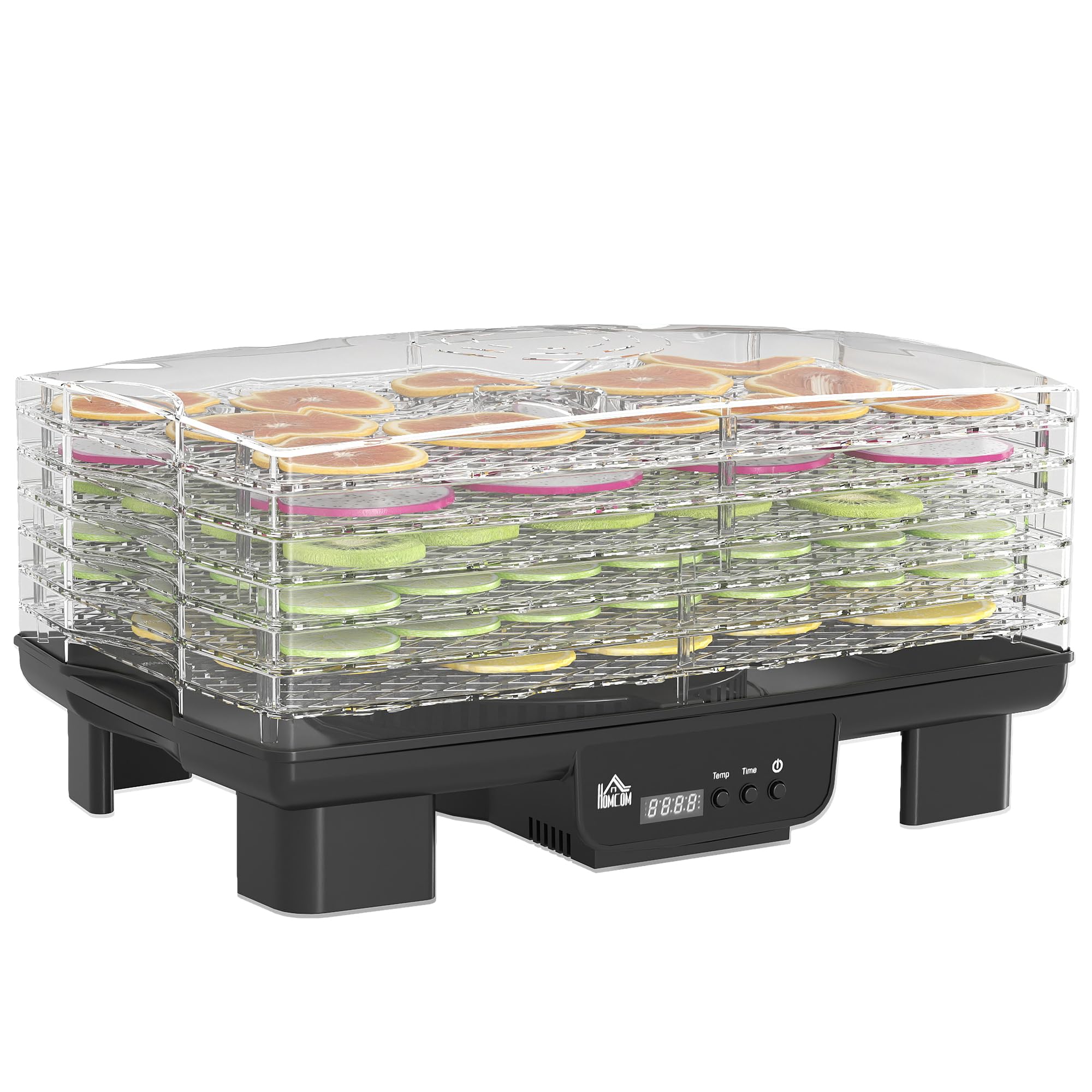 HOMCOM 6 Tray Food Dehydrator - Fruit, Meat, Vegetable Dryer Machine - Black