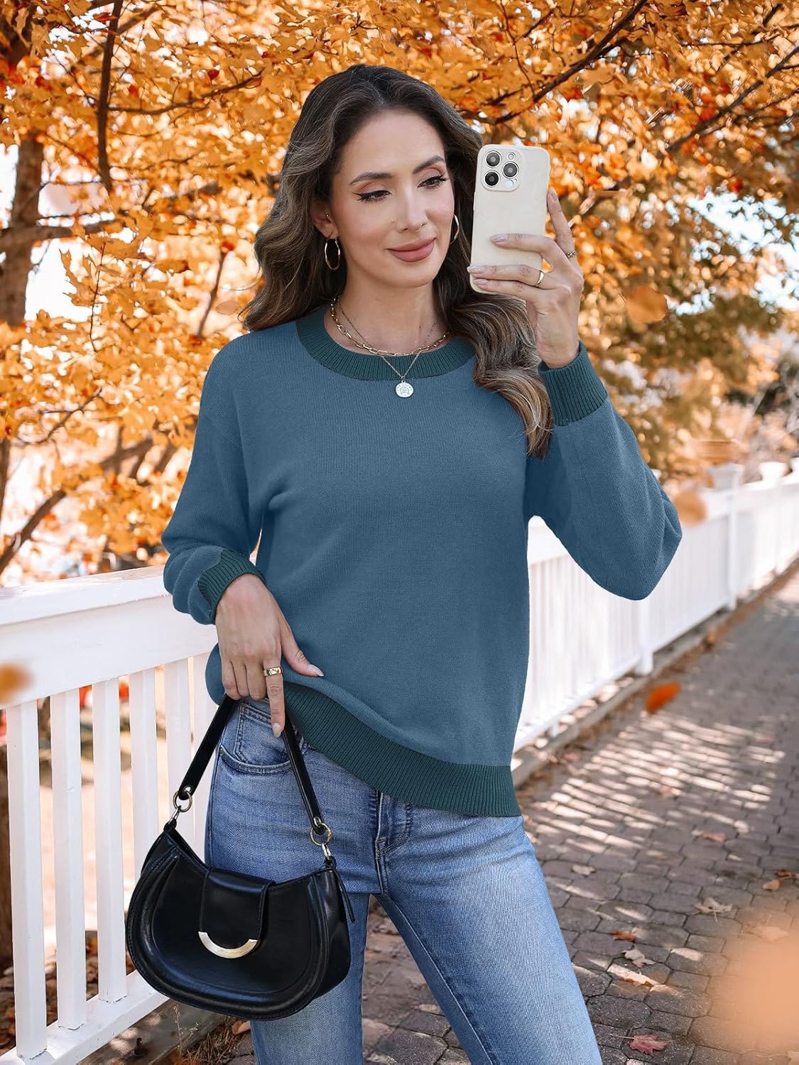 MixShe Womens Sweaters 2025 Fall Fashion Crewneck Tunic Tops - Image 3