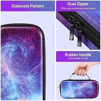 MoKo Carrying Case for Nintendo Switch OLED/Nintendo Switch, Hard Shell Portable Travel Case with 10 Game Card Slots, Gorgeous Starry Sky