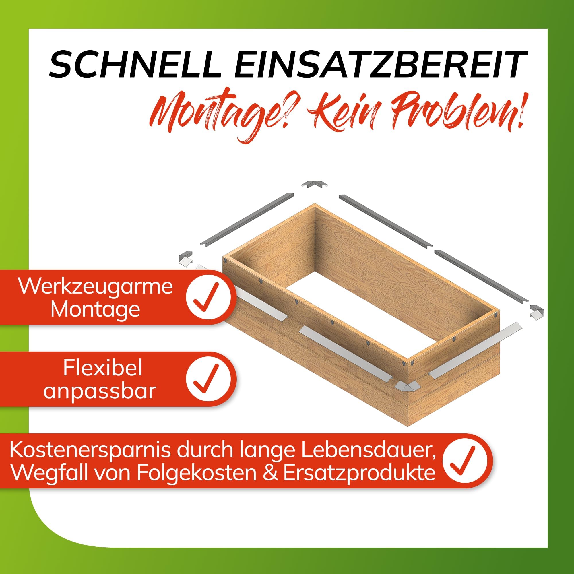 Schneckenzaun für Hochbeete 4er-Set Eckteile Metall 21cm x 10,5cm x 3,3cm | Schneckenabwehr, Schneckenstopp, Schneckenkante, Befestigungsset für Schneckenblech,Schneckenfalle