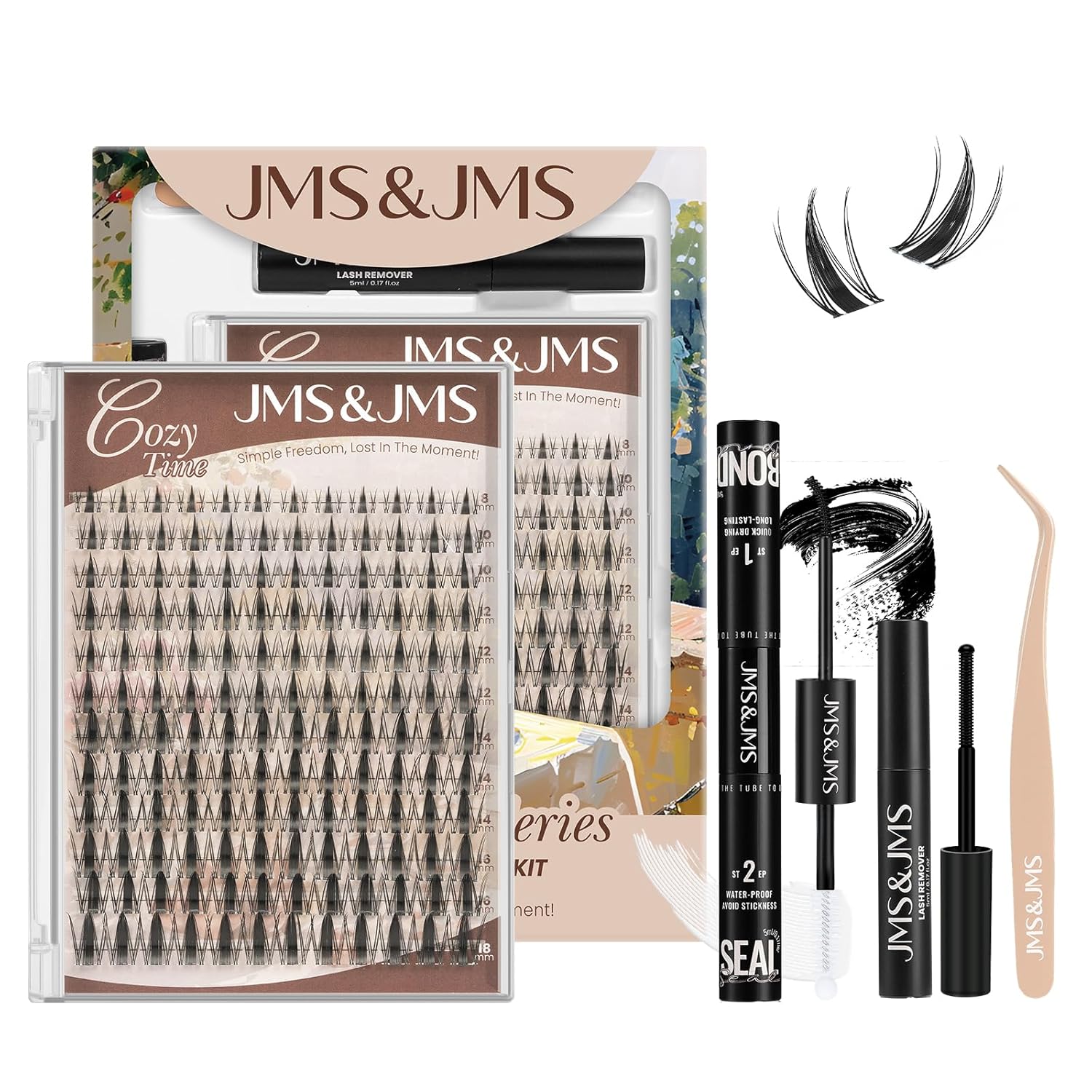 JMS JMS Fairy Lash Clusters Kit Natural Cluster Lashes Invisible Band Manga Lashes with Lash Bond and Seal