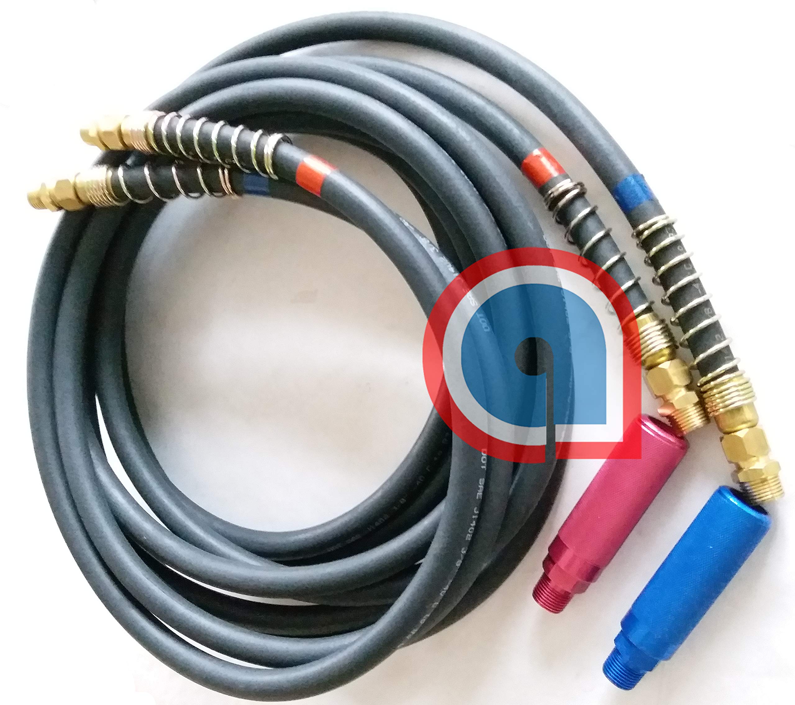 Rubber Air Line Set 12' w/Red & Blue handles 1/2