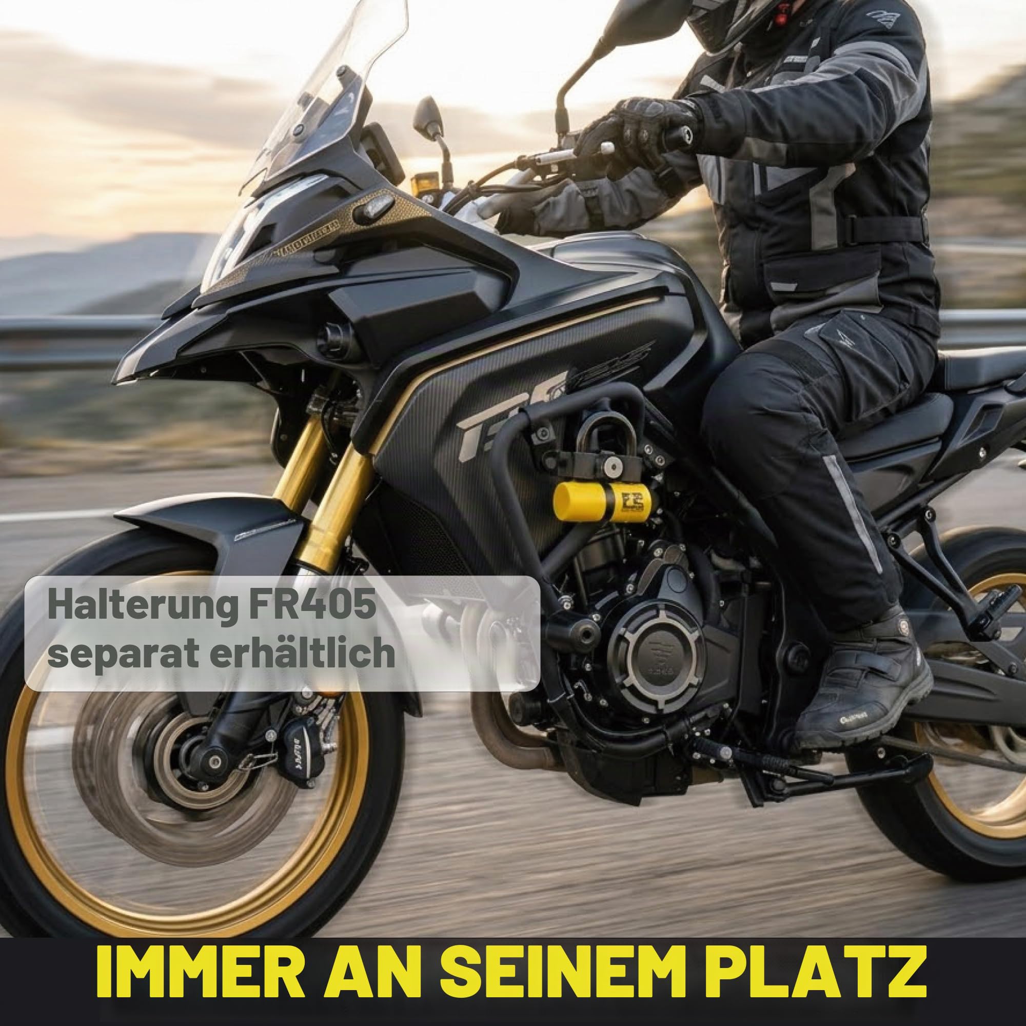 FR SECURITE FR50 Motorradschloss Diebstahlsicherung Mini U Bremsscheibenschloss Homologiert Classe SRA Gehärteter Stahl Ø18 45 x 65 mm + Erinnerungskabel Sicherheit für Motorrad Scooter