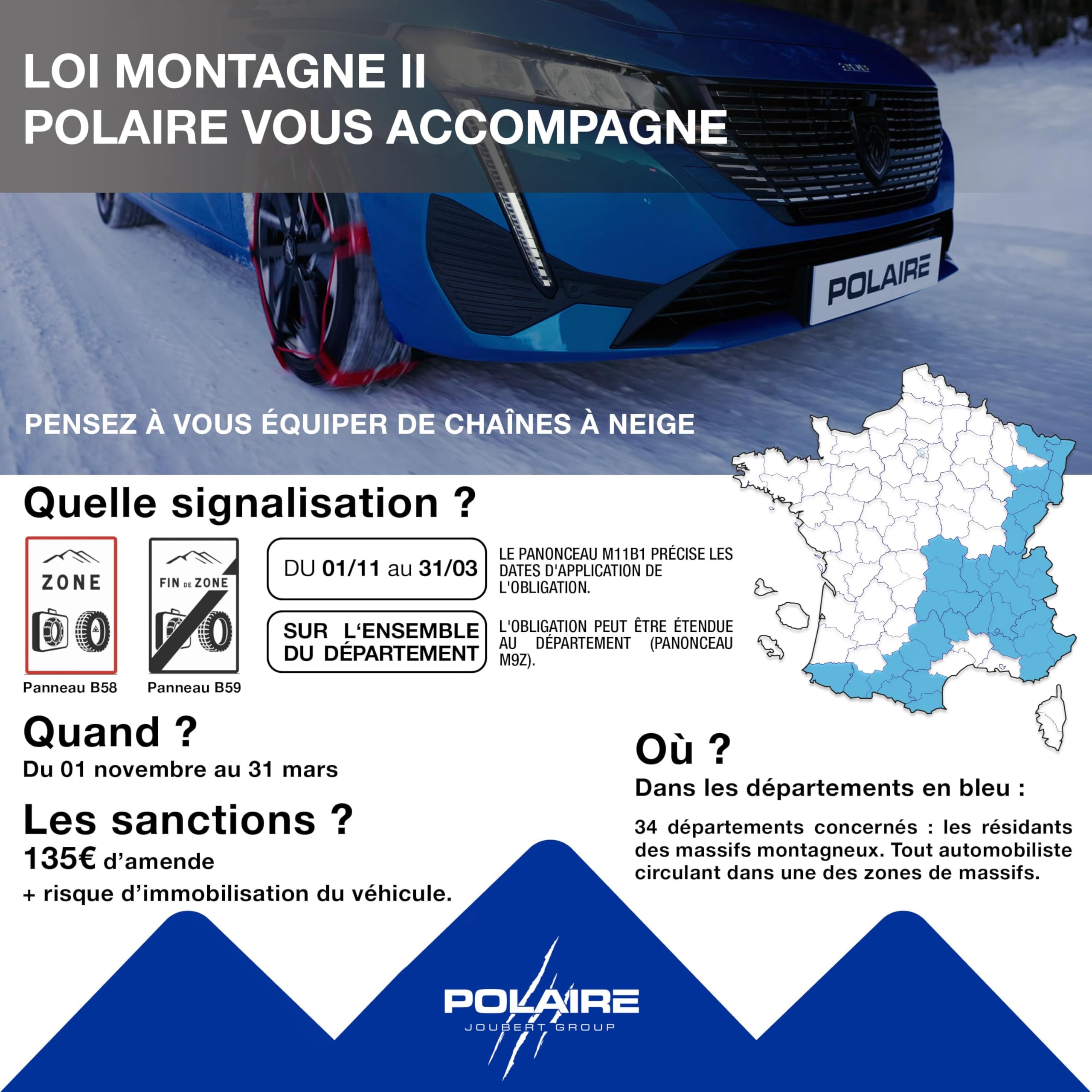 Polaire Grip - Paire de Chaines à Neige Frontales Pour Pneu Auto - Adhérence et Grip d'une Chaine - Sur Neige et Glace - Tension et Montage Rapide et Facile - Tension et Centrage automatiques (120)
