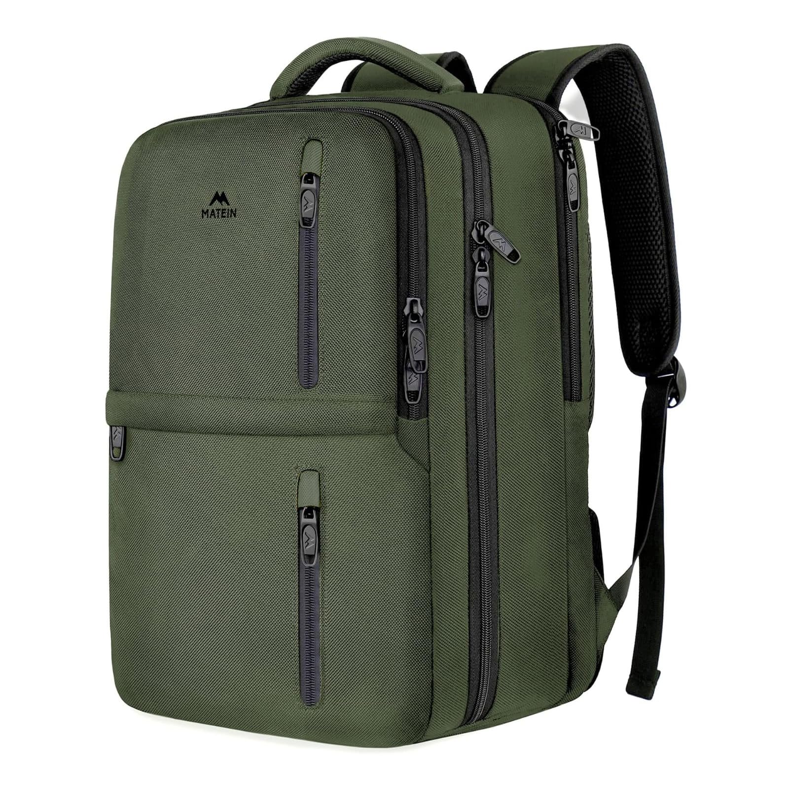 MATEIN Carry on Travel Laptop Backpack, Large Flight Approved Personal Item Travel Backpack with Shoe Compartment, Water Resistant Weekender Overnight