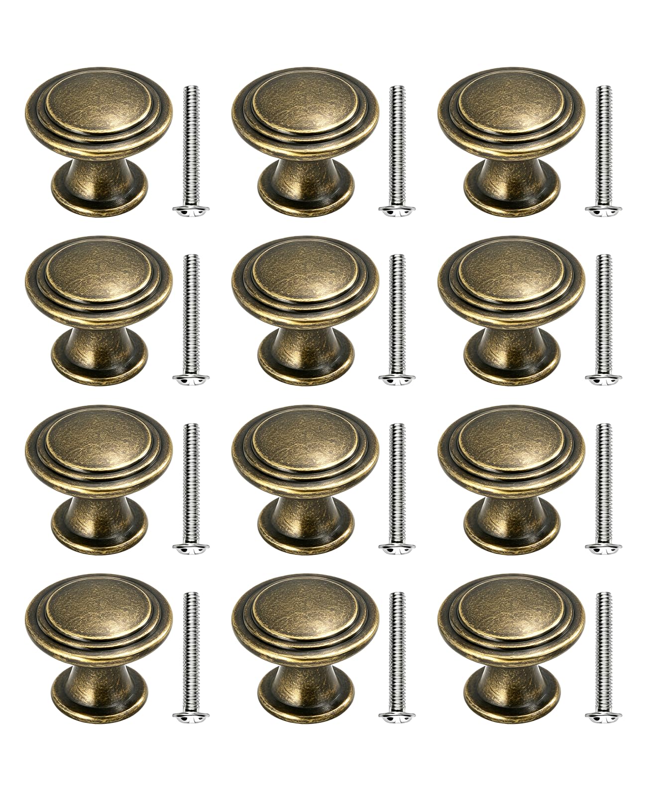 Benaewa Antique Brass Cupboard Handles, Cabinet Knobs, 12 Pcs