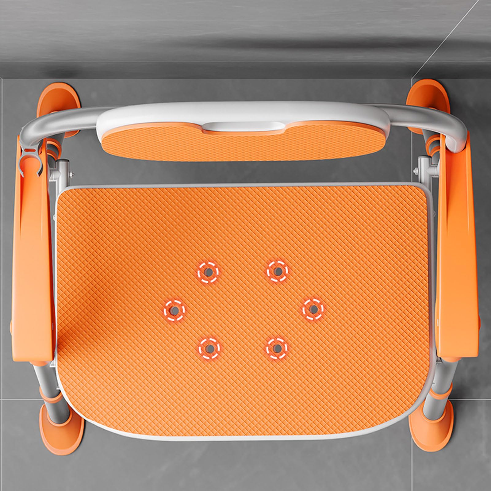 HUHJYUGE Silla para Ducha, Silla de Baño Asiento de Seguridad para Baño, Taburete de Baño Antideslizante con Respaldo Reposabrazos, Altura Regulable, para Mayores, Embarazadas (A)