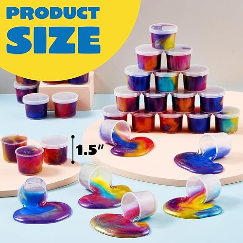 Miniatura 5 de JOYIN Slime - Recuerdos de fiesta, paquete de 36 vasos de limo de galaxia, elástico, antiadherente, sin desorden, alivio del estrés y seguro,