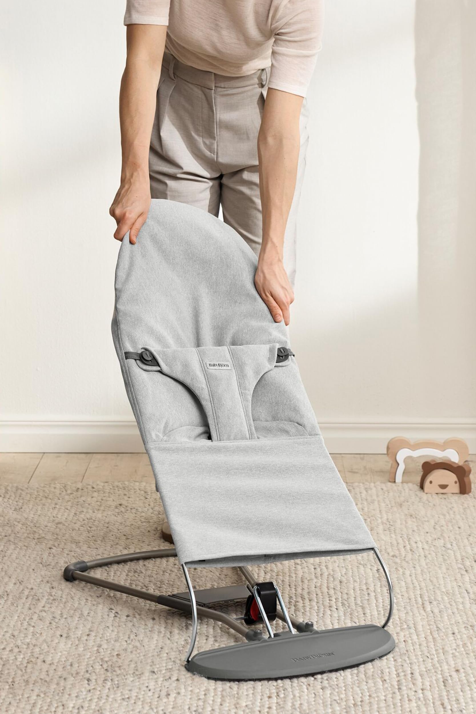 BabyBjörn Bouncer Bliss, tejido mélange, gris claro