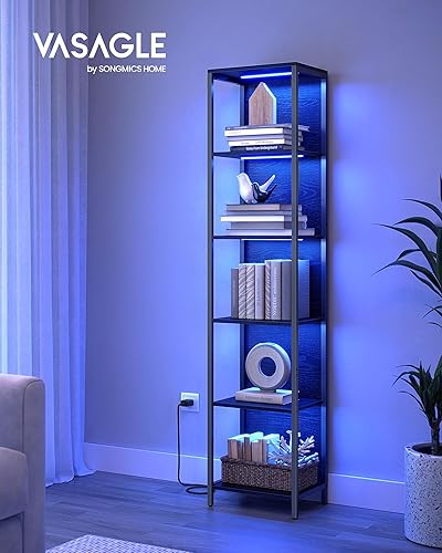 Miniatura 3 de VASAGLE Estantería LED de 6 niveles, estante de exhibición con luces regulables, estantería LED con marco de acero, 11.9 x 15.7 x 70.3 pulgadas,