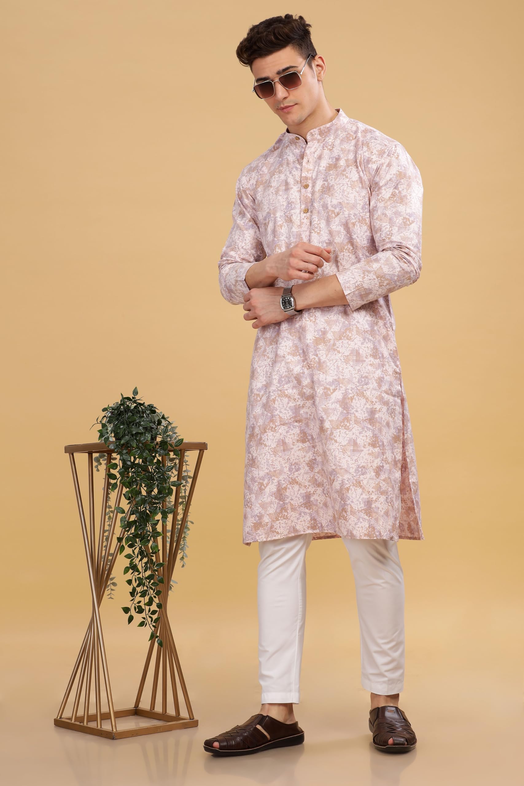 Be Active Men's Cotton Regular Kurta (C-399-4_Pink