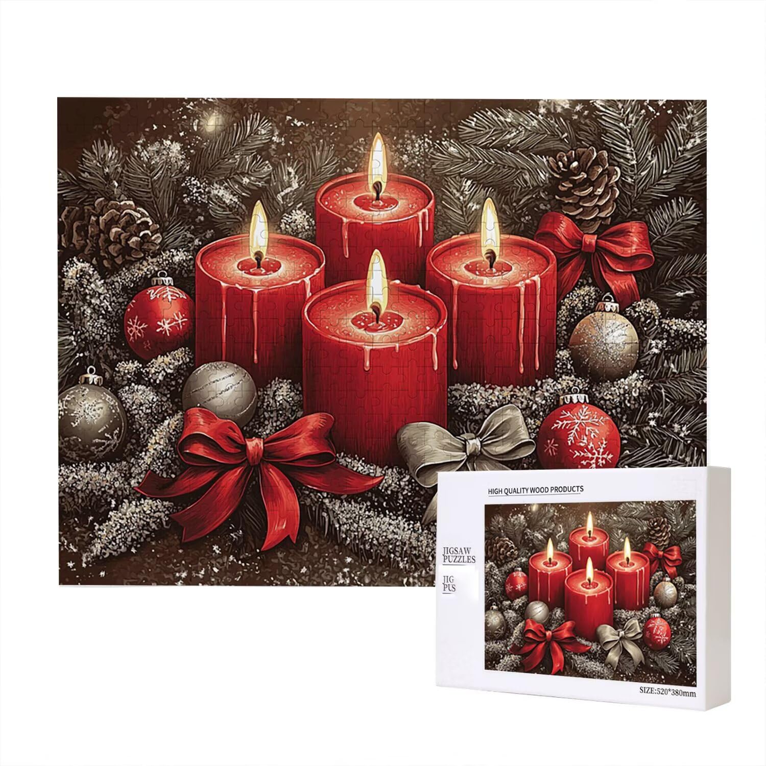 Puzzle dla dorosłych 3000 elementów – trudna sztuka, puzzle do relaksu, puzzle do medytacji, abstrakcyjny krajobraz, drewniane puzzle, dekoracja ścienna, prezent dla dorosłych, mężczyzn, świeca, Boże