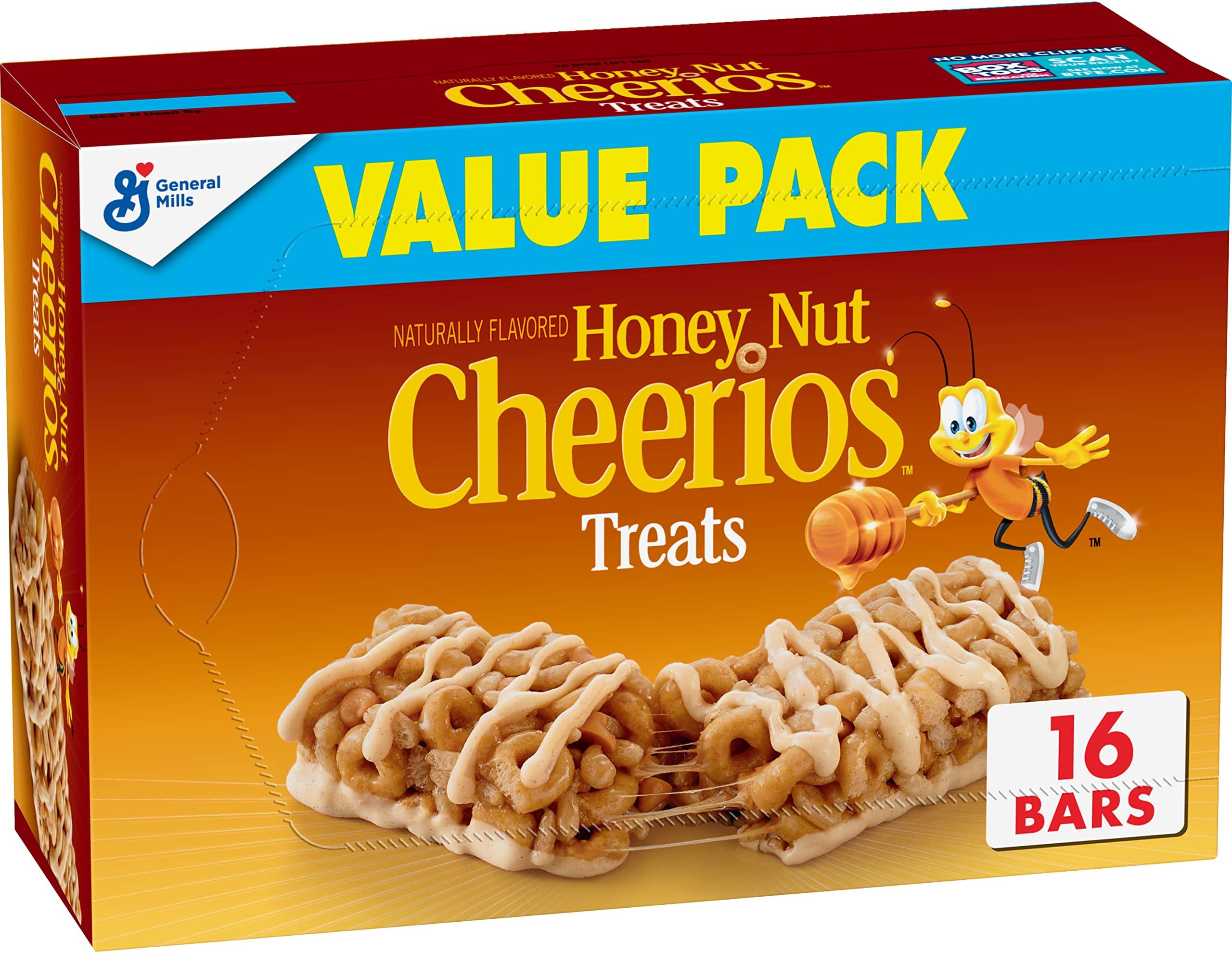 Honey Nut Cheerios Breakfast Cereal Treat Bars, Value Pack, 16 ct (Pack of 4)