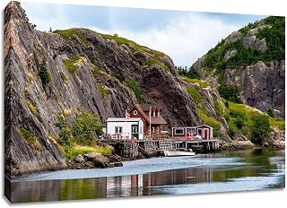Quidi Vidi Fishing Stage Canvas Wall Art. Newfoundland Photography Print.