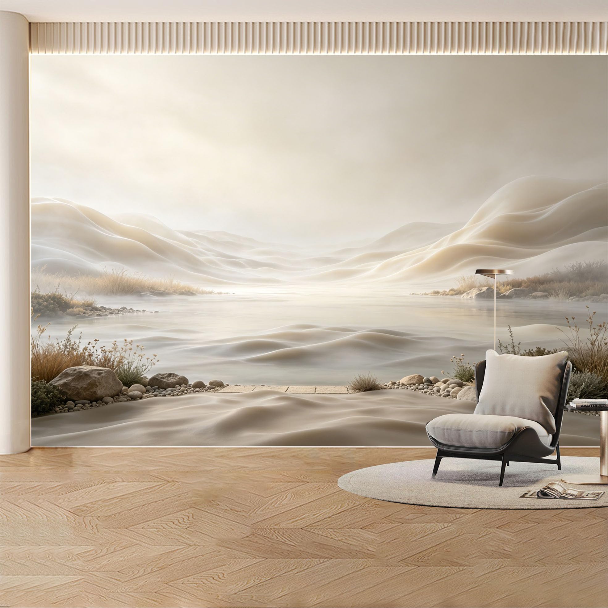 Custom Wall Mural Wallpaper Coastal Beach Landscape Nature Wall Decor Large Wall Art Minimalist Sunset Misty Removable SelfAdhesive Large Photo for Living Room， Bedroom， Office