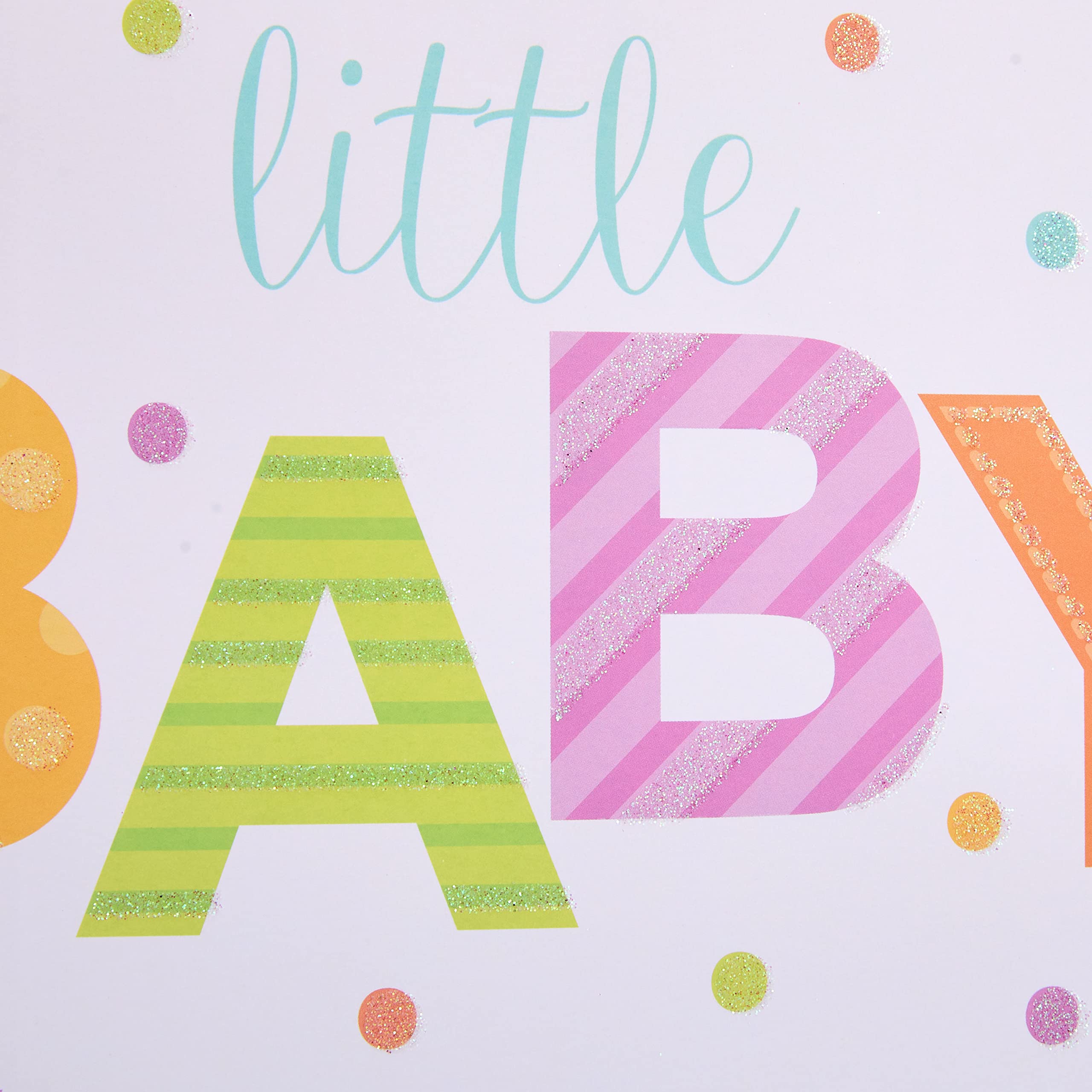 SUNCOLOR Large Gift Bag for Baby Shower with Tissue Paper, White Paper Bag with Colorful Banner Design, 13x10.2x4.7 Inches, Includes Card and Yellow Tissue Paper