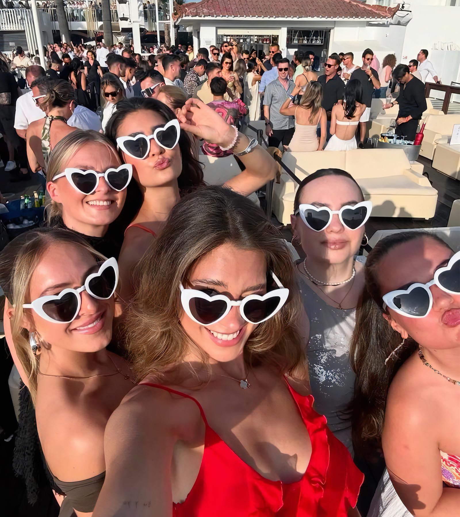 SUNOVELTIES Confezione da 24/48 occhiali da sole a forma di cuore sfusi anni '90 retrò addio al nubilato occhiali da festa colorati occhiali da sposa
