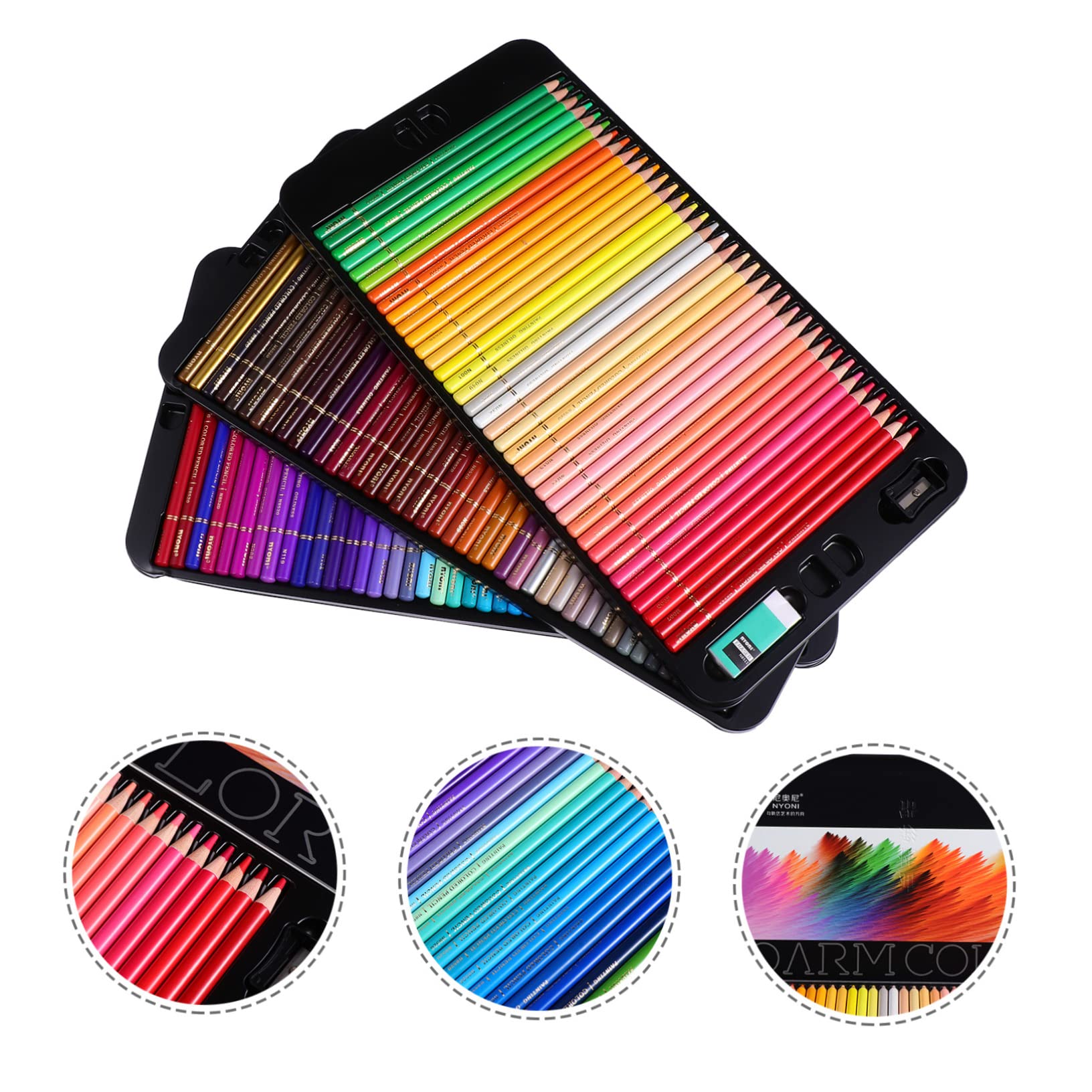 120 Malstifte Buntstiftset und Carbon mit Hoher Lichtechtheit und Komfortablem Griff für Künstlerbedarf und Kunstbedarf