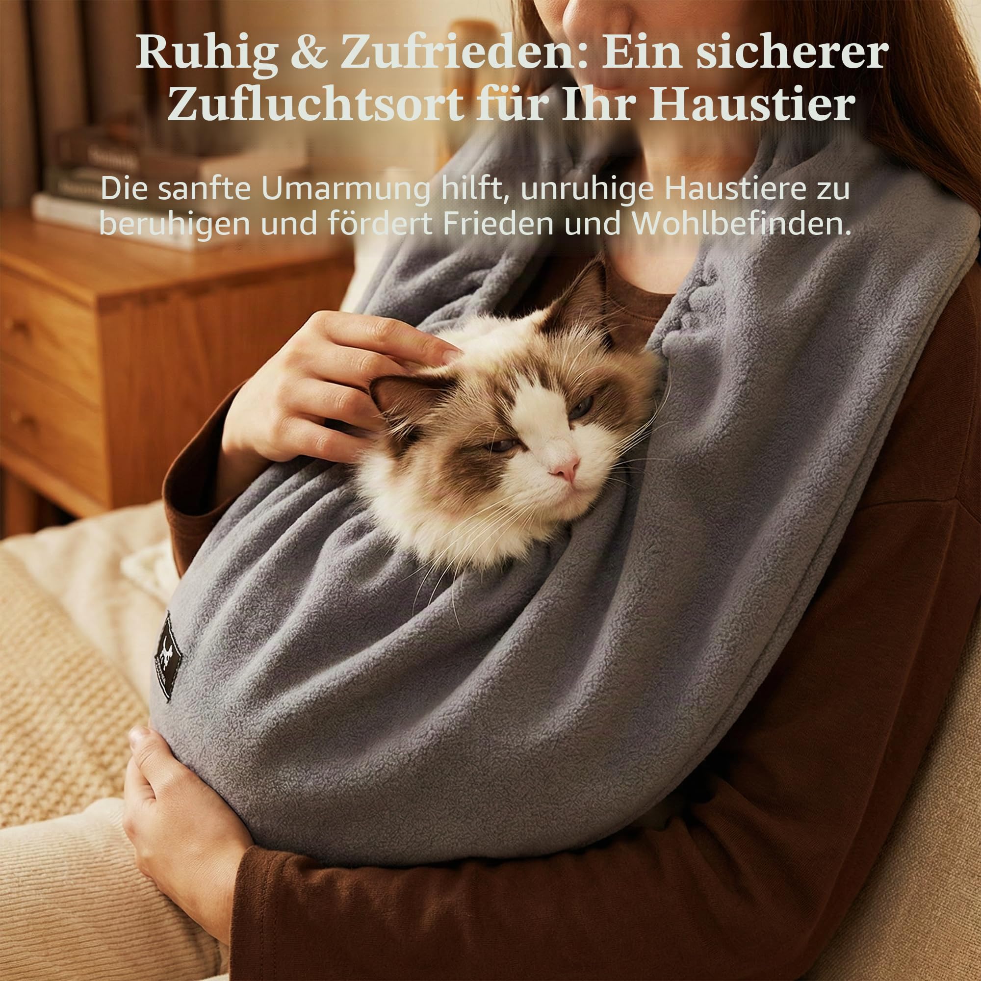 Katzen-Tragetasche, trägerlose Haustier-Tragetasche für kleine Hunde & Katzen - Weiche atmungsaktive Kitten Pubby Tragetasche Beruhigende Känguru-Tasche, zum Kuscheln drinnen & für Reisen