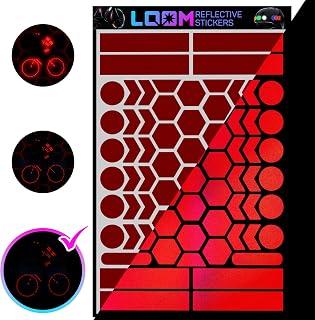 LOOM® Reflective Stickers for Bikes & Helmets | 67pc Engineer, Red | Durable German ORAFOL reflective vinyl with permanent adhesive for bikes, helmets, cars and trailers; built for outdoor use