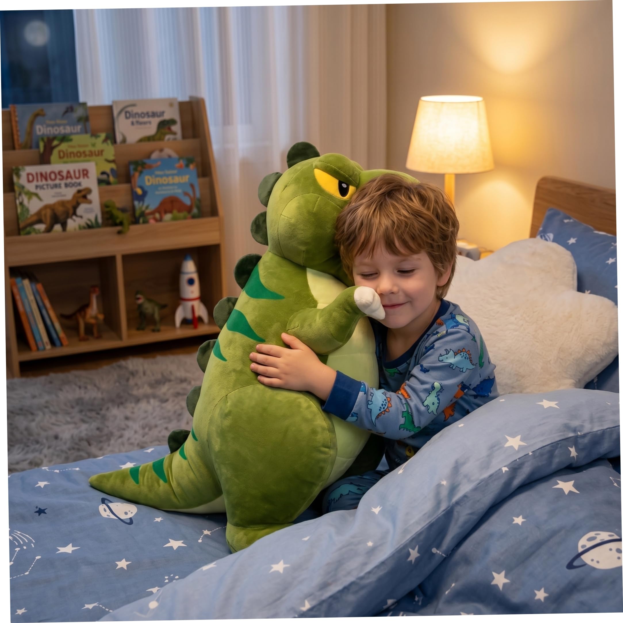 Dinosaurio De Peluche, Lindo Juguete De Peluche De Dinosaurio, Almohada Suave Y Acogedora, Compañero para Niños, Verde, 23, 62 Pulgadas (60 Cm)