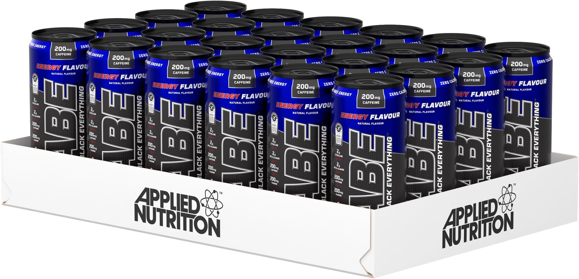 Applied Nutrition ABE Pre Workout Cans - All Black Everything Energy + Performance Drink, ABE Carbonated Beverage Sugar Free with Caffeine (Pack of 24 Cans x 330ml) (Energy Flavour)