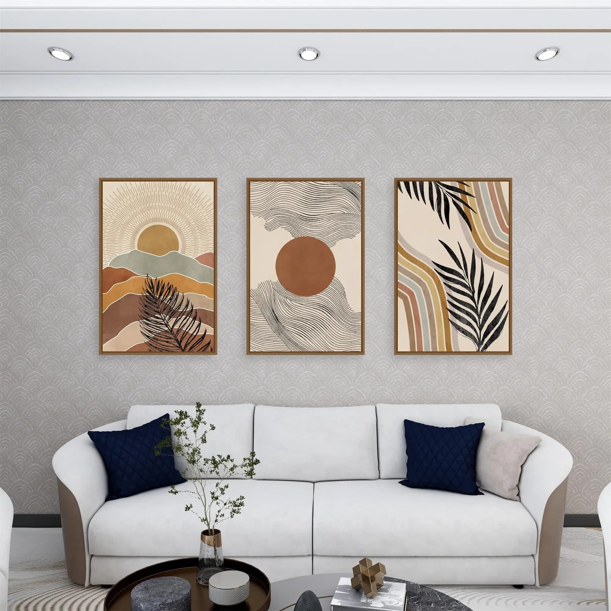 Tableau de salon abstrait beige style boheme moderne pour une deco chaleureuse - 8
