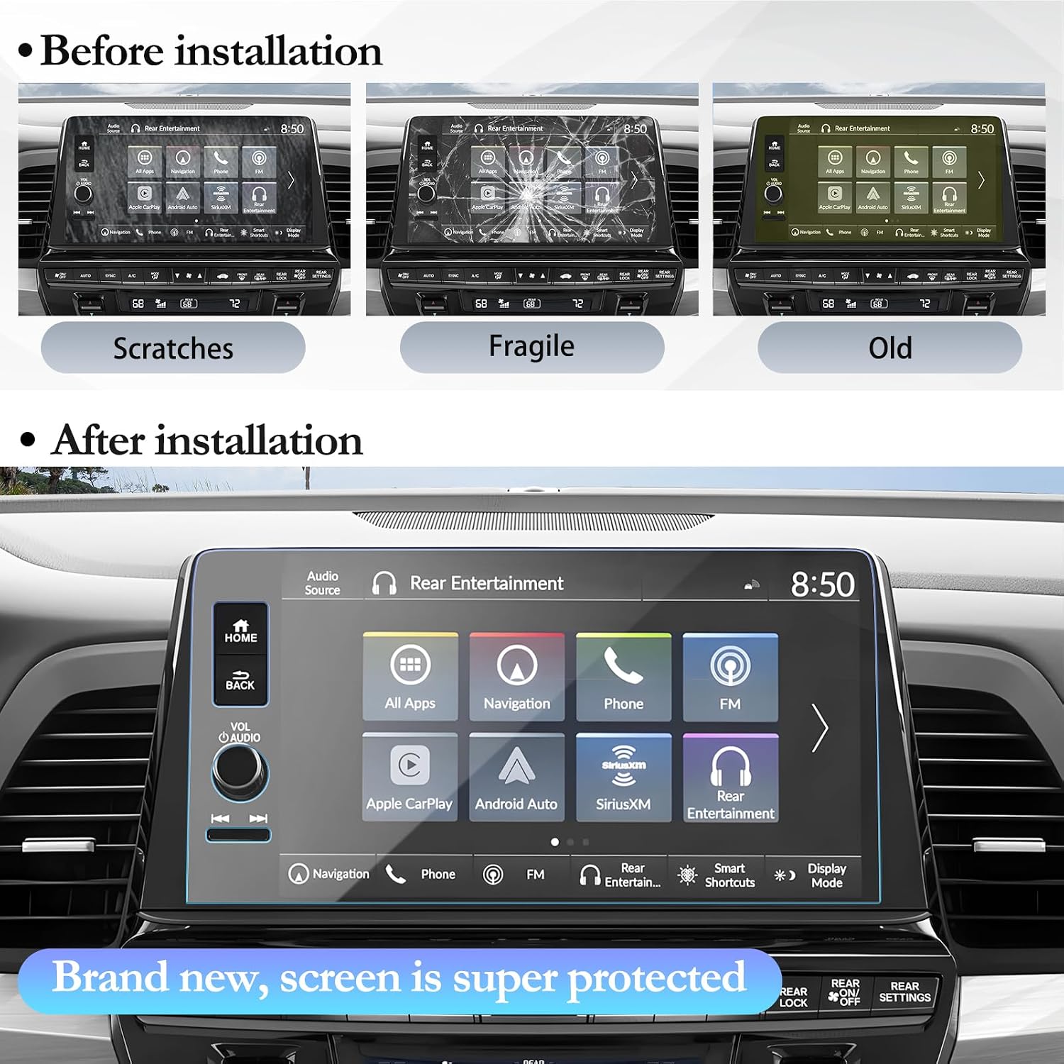 SKTU for 2025 2026 2027 Honda Odyssey Screen Protector Tempered Glass 9H