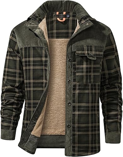 Mr.Stream Camisa Chaqueta de Franela a Cuadros Casual para Exteriores de Manga Larga Vintage con Botones para Hombre