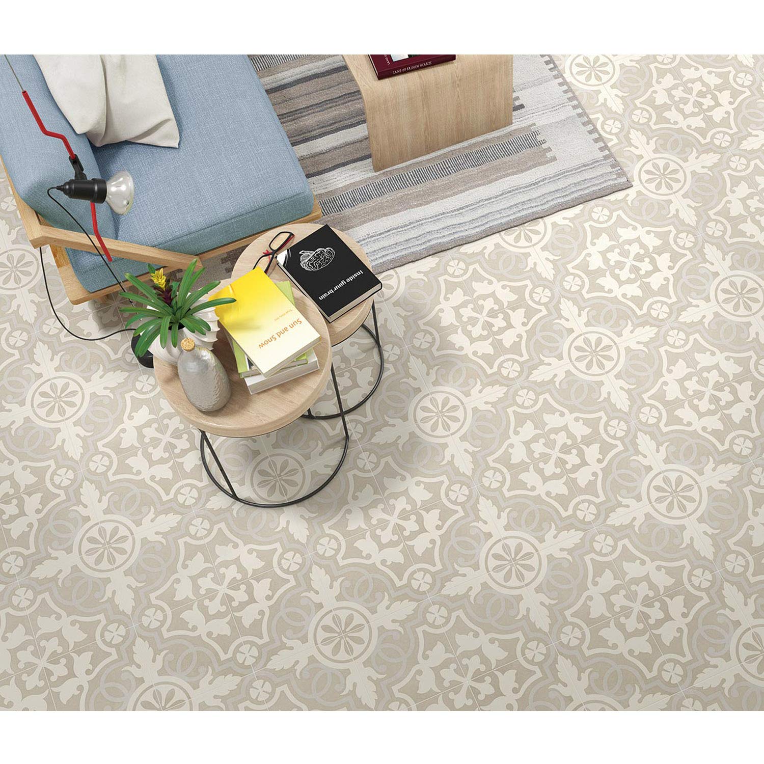 Casa Moro Mediterrane Keramik-Fliesen Tufan 20x20 cm 1qm aus glasiertem Feinsteinzeug in Zementoptik | Marokkanische Bodenfliesen & Wandfliesen für Bad Küchenrückwand Küche | FL7090