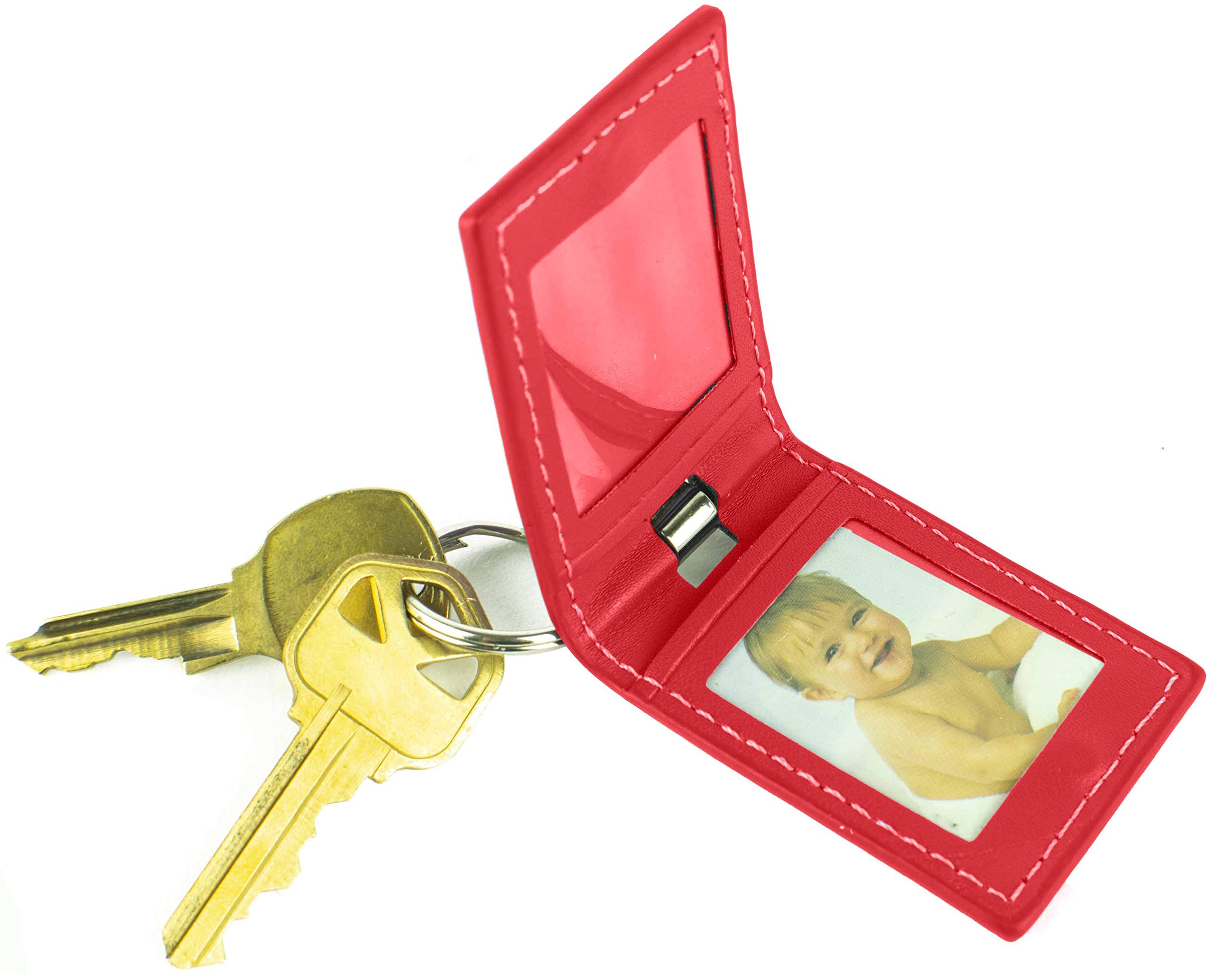 Stephanie Imports Faux Leather Double Photo Book Keychain (Red)