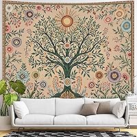 Vista 8 de Lunerfex Árbol de la vida, tapastry con diseño de sol y luna, diseño bohemio con mandala para colgar en la pared para dormitorio y sala de estar