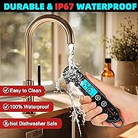 Vista 3 de Termómetro digital de carne para cocinar, asar y barbacoa - Termómetro de lectura instantánea ultrarrápida con diseño impermeable, retroiluminación