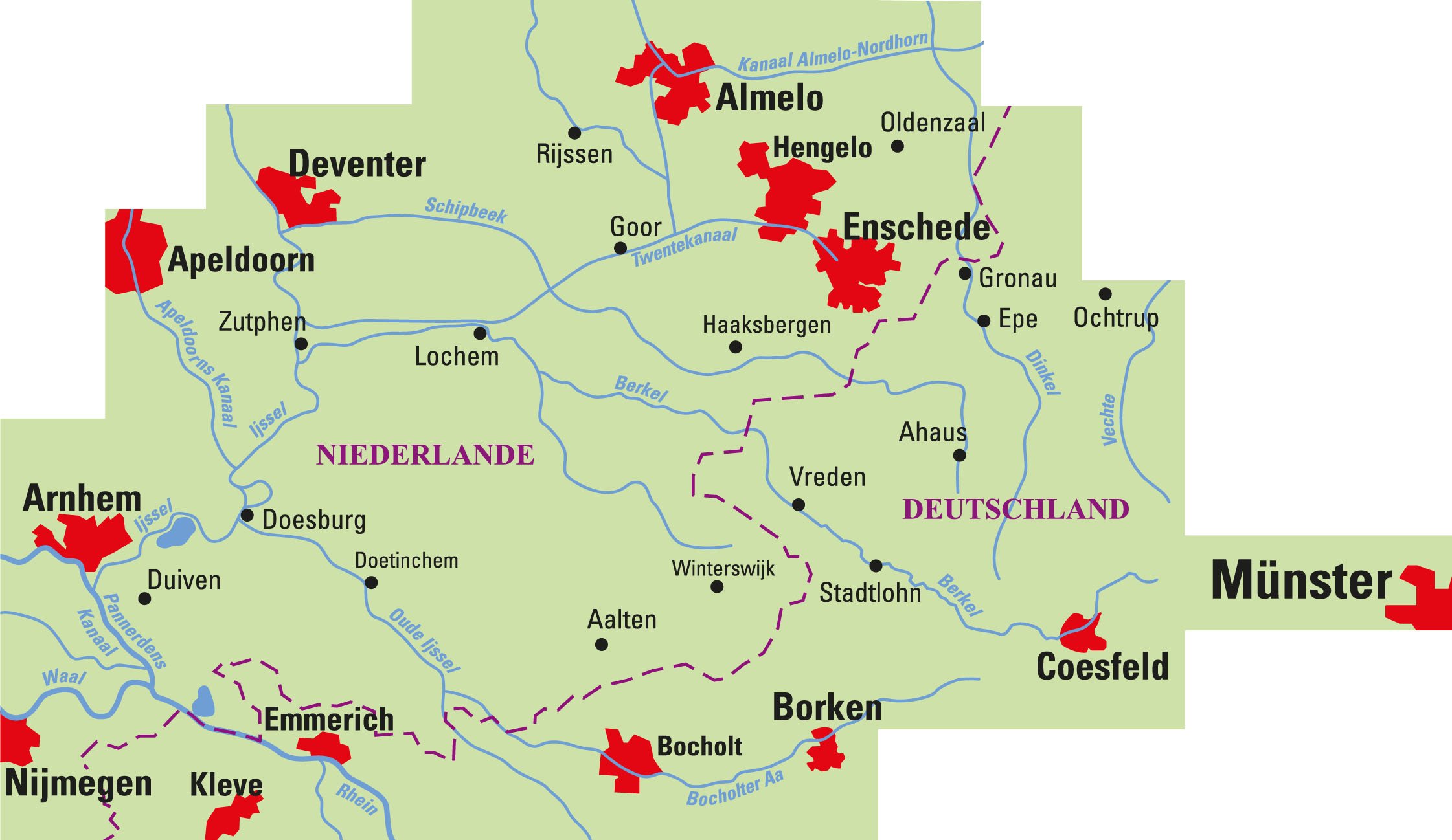 ADFC-Regionalkarte Münsterland West / Flusslandschaft Achterhoek, 1:75.000, mit Tagestourenvorschlägen, reiß- und wetterfest, E-Bike-geeignet, ... Aar-, Berkel-, Ijssel- und Slinge-Route: 730