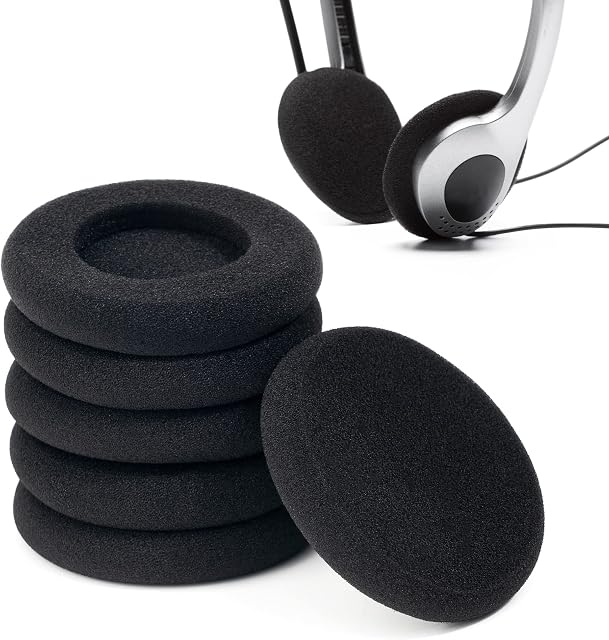 6 Pieces/ 3 Pairs Ear Cushions Foam, 2 Inch Earpad Cushion Cover Headphone Pads Foam Pad Replacement for Plantronics Supra Plus Encore and Most Standard Size Office Telephone Headsets (6)