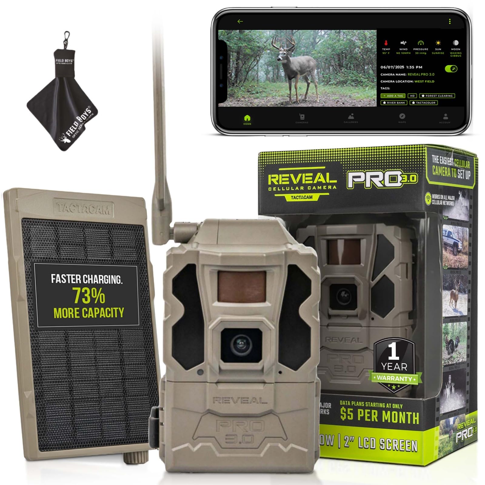 TACTACAM Reveal Pro 3.0 Cellular Trail Camera - Multi-Cellular Network, GPS, 2" LCD, No-Glow IR, Wi-Fi Enabled, HD Photos & 1080p Videos, Long Battery