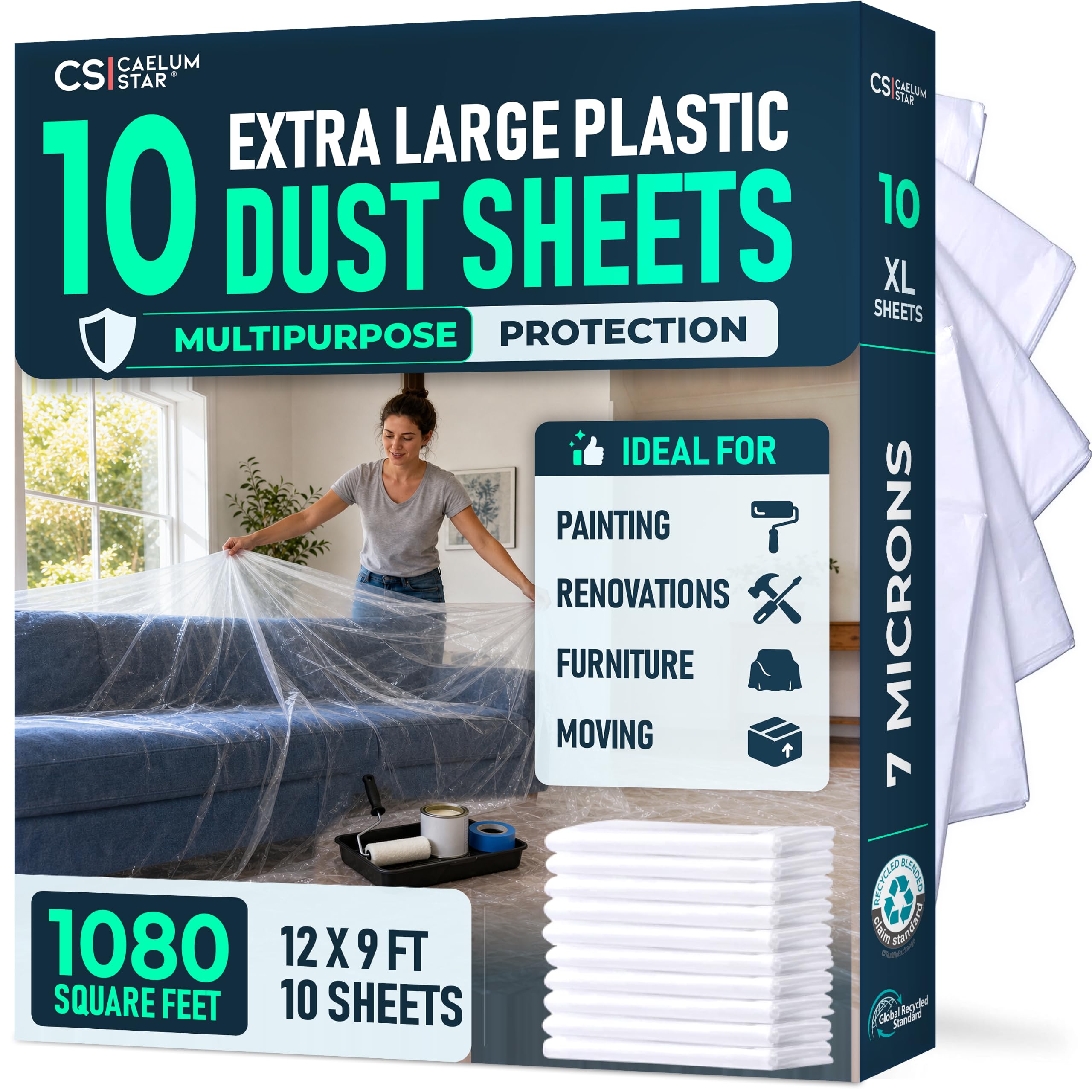 CS Extra Large Plastic Dust Sheets for Decorating & Painting, Plastic Sheet