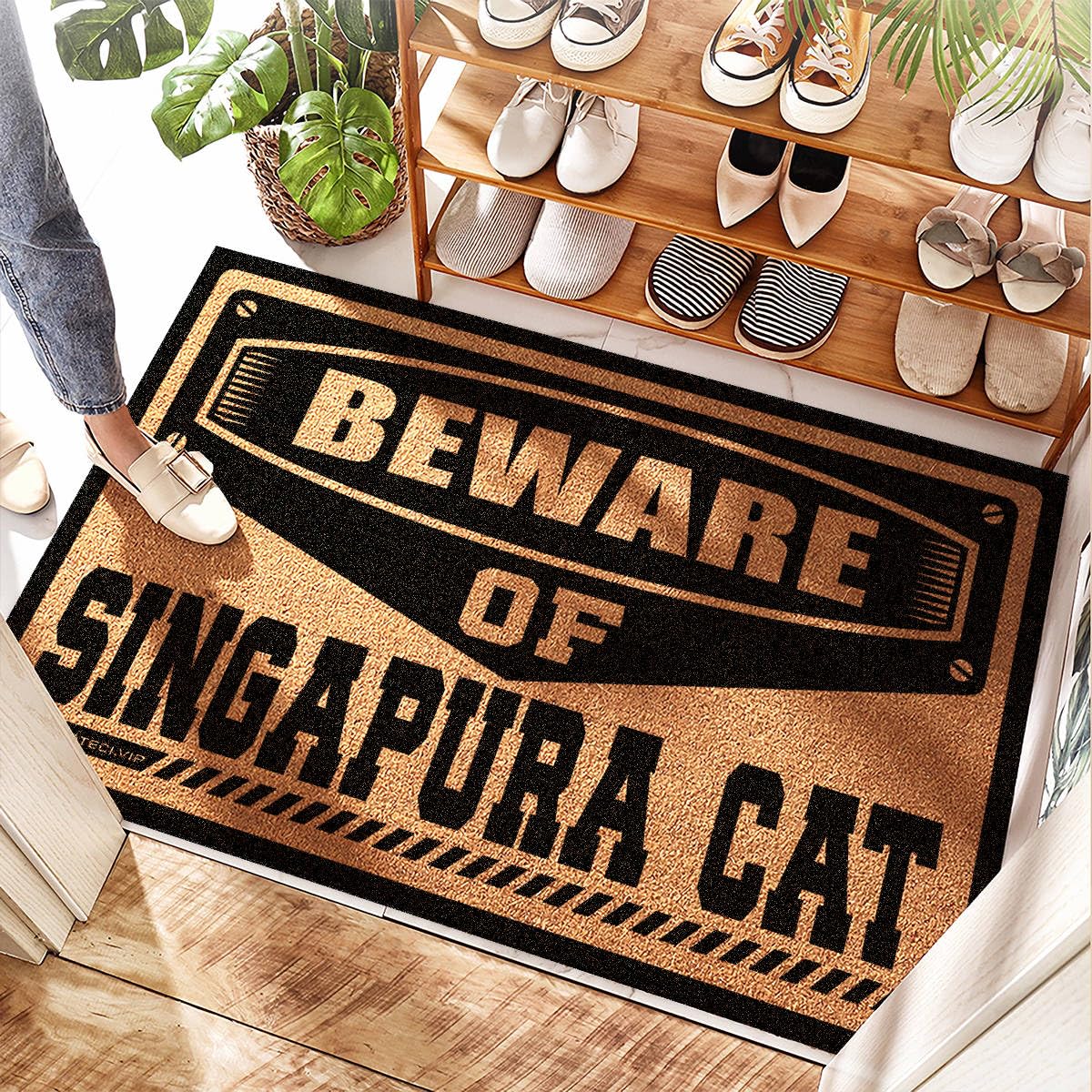 Tapis d'extérieur style corde de homard et fausse fourrure chat