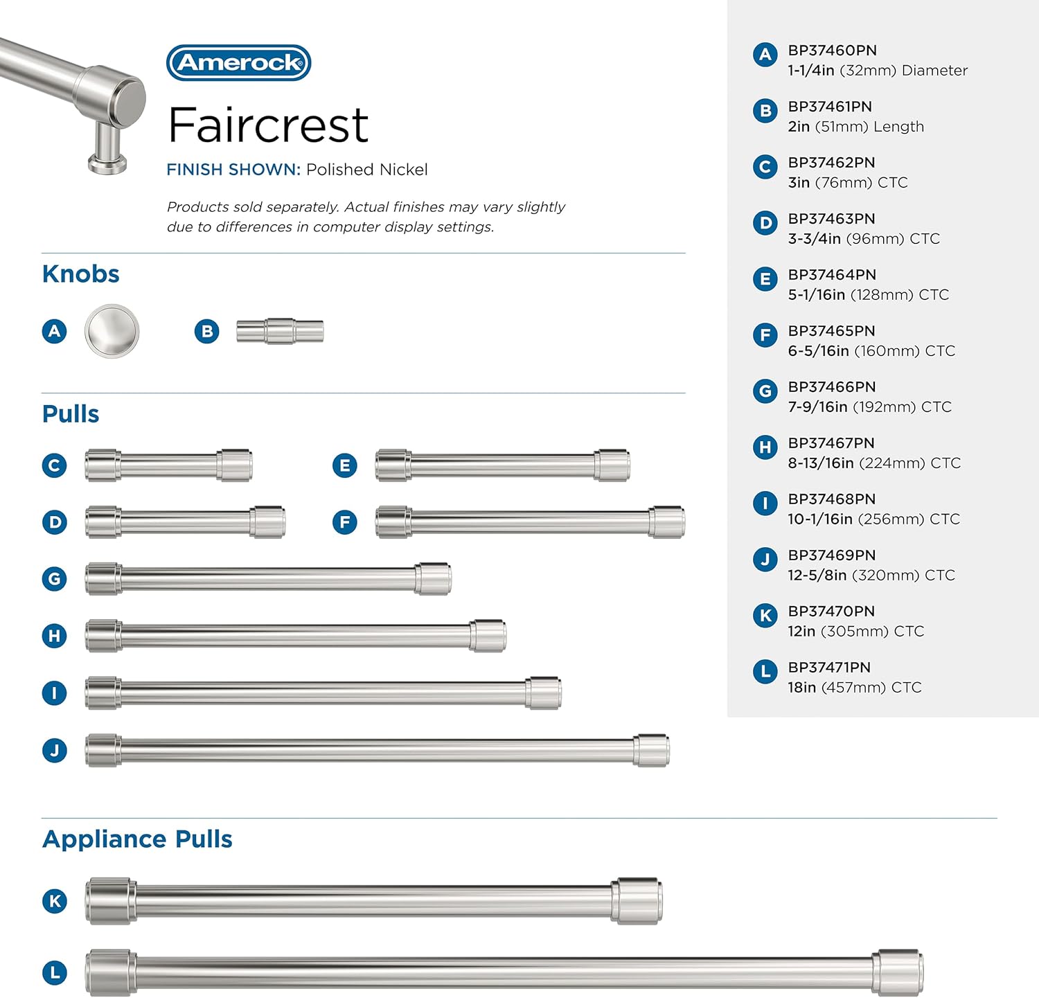 Amerock Faircrest 3-3/4 inch (96mm) Center-to-Center Polished Nickel Cabinet Pull, BP37463PN