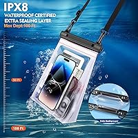 Vista 4 de Bolsa impermeable grande para teléfono [con tira de sellado], bolsa seca para teléfono celular para iPhone 17, 16, 15, 14 Pro Max, Galaxy S25, S24