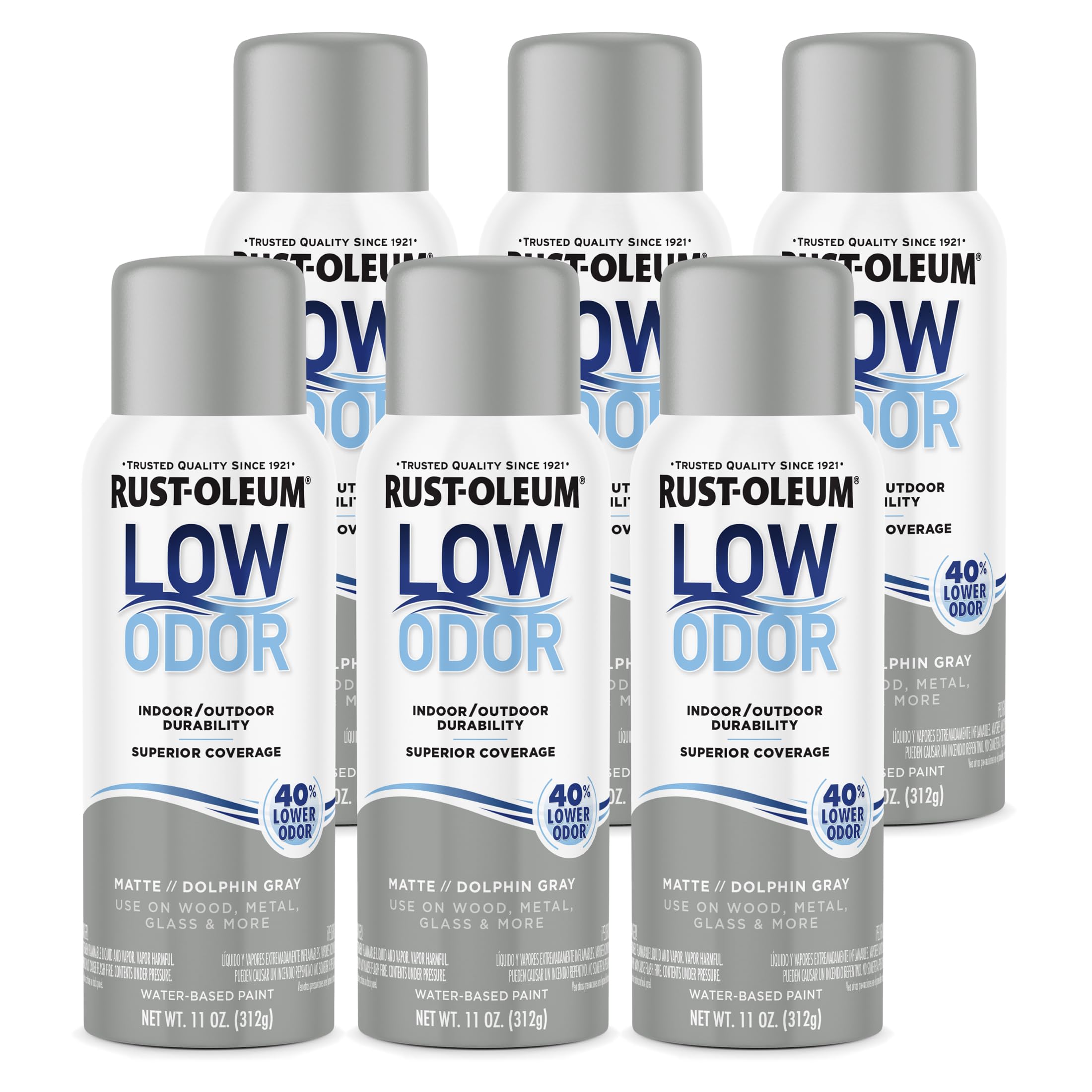 Rust-Oleum Low Odor Premium Spray Paint, Matte Dolphin Gray