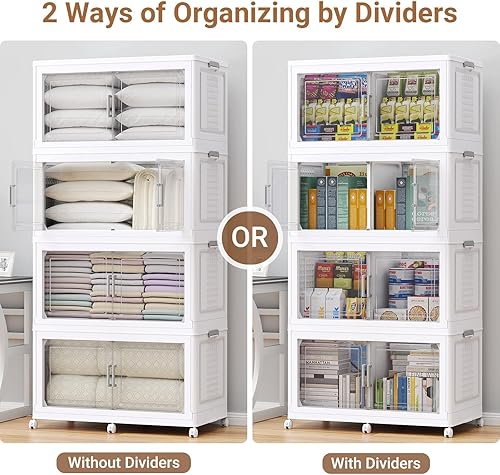 Miniatura 5 de BROVIEW 600Qt Stackable Storage Bins with Lid & Wheels, 3Pack Extra Large Plastic Containers with Compartments Closet Organizers and Storage Cabinet