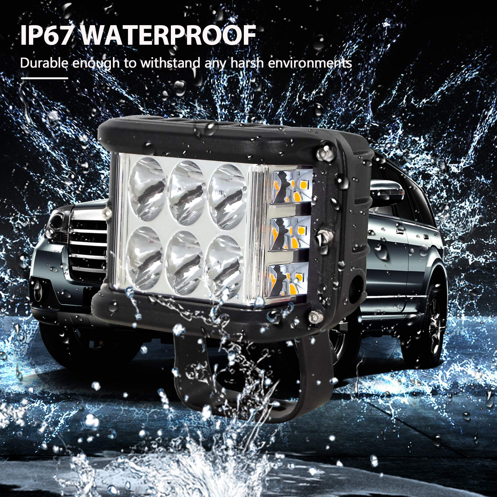 LEDワークライト 60w 2個 バンパーセット 作業灯 スポットライト ライトステー 12v-24v フロントバンパー フォグランプ トラック 外装 HIKARI（ヘッドライト） [台数選択可]即納 led作業灯 ワークライト 60W