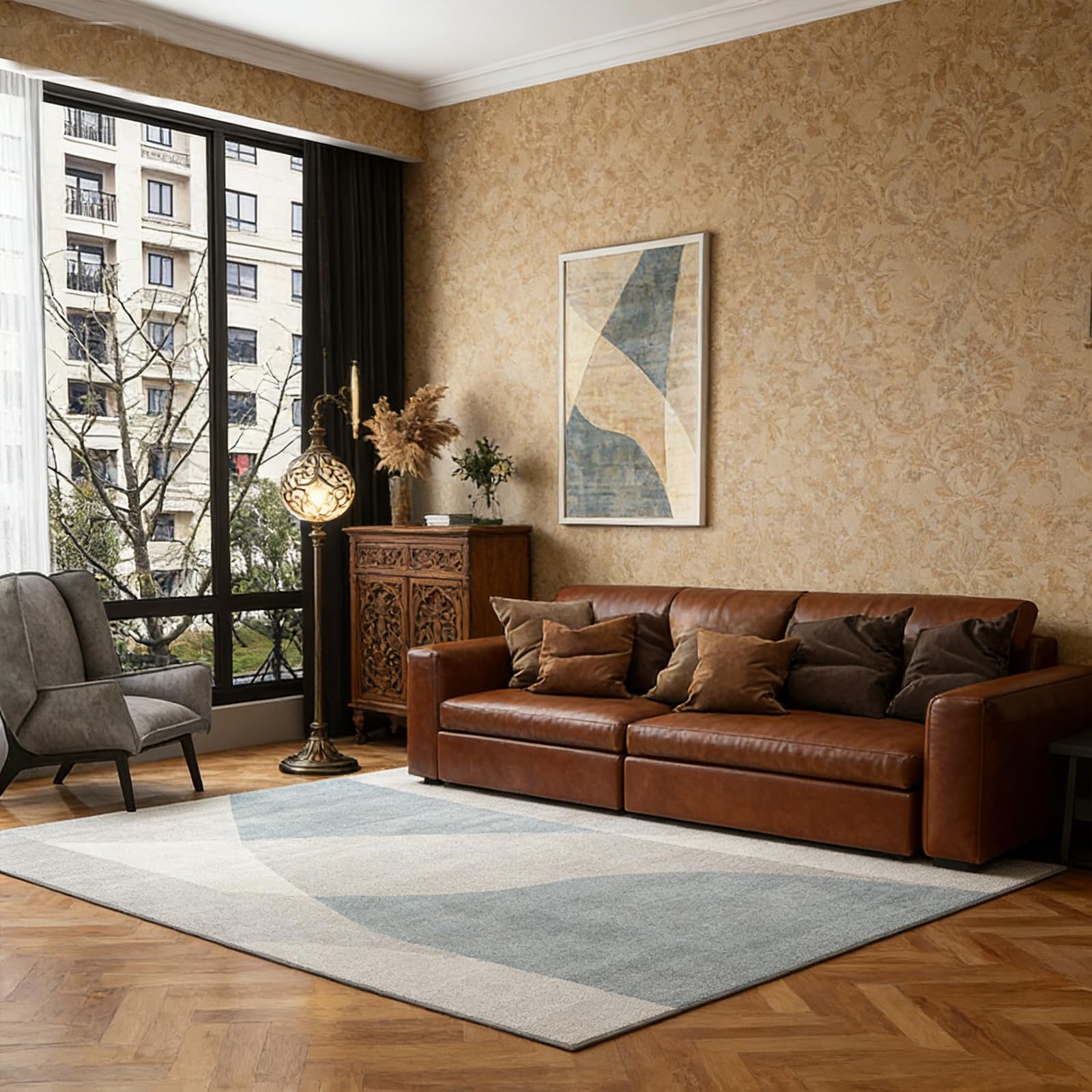 Tapis salon poil court idéal pour un couloir moderne ou une chambre cocooning