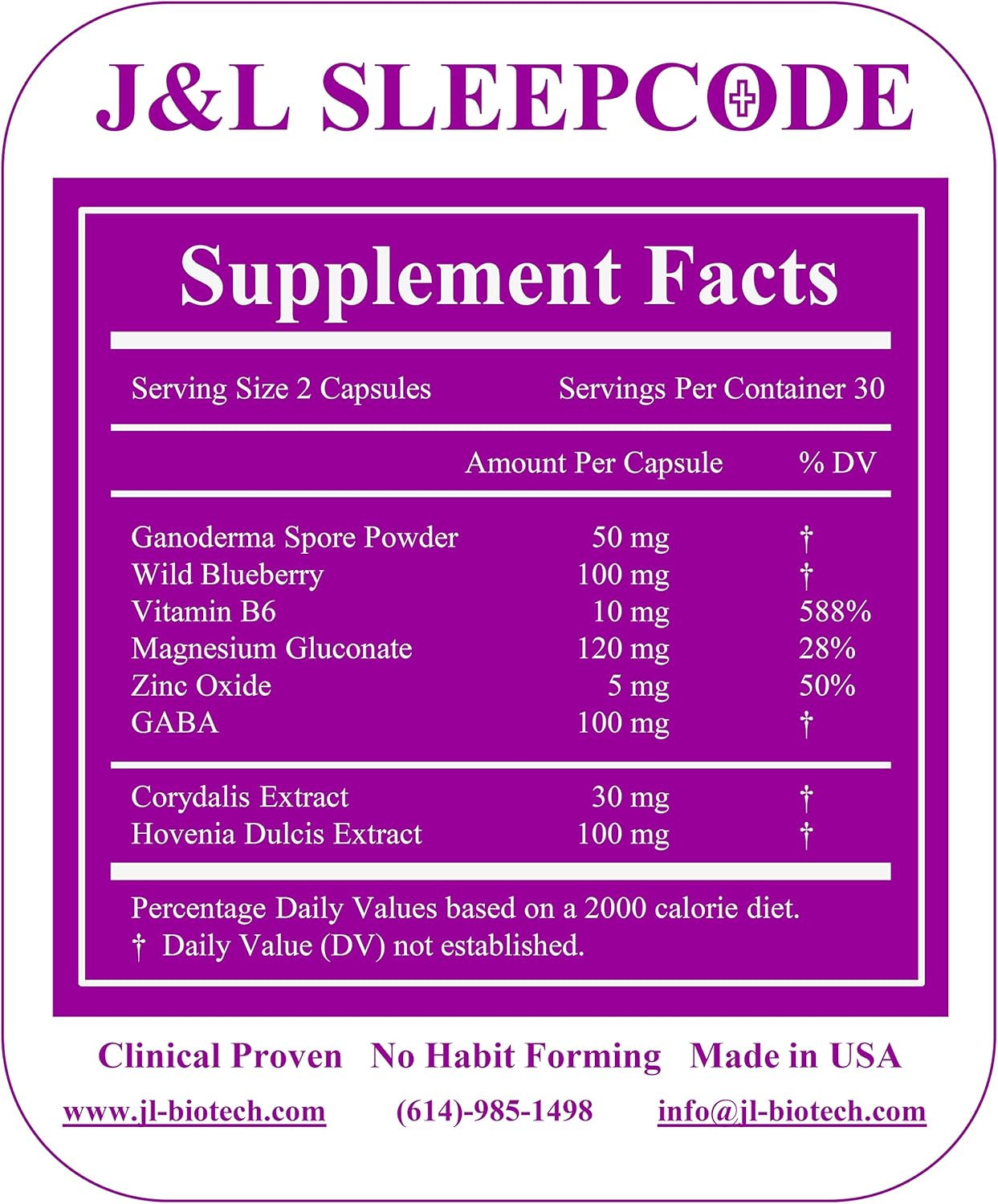 SLEEPCODE J&L Natural Supplement for Fast and Relax Sleep (60 Capsules)-L8
